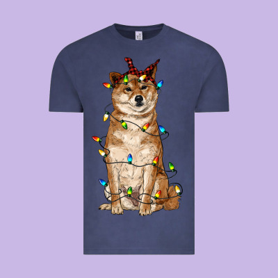 Christmas Lights Shiba Inu Vintage Tee Designed By Ranaportraitstore
