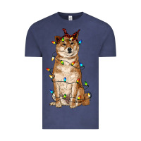Vintage Denim christmas lights shiba inu Vintage Tee - RanaPortraitStore
