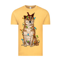 Vintage Mustard christmas lights shiba inu Vintage Tee - RanaPortraitStore