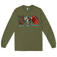 Army Green peace love football Long Sleeve Tee - CowhideDigitalArt
