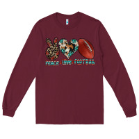 Burgundy peace love football Long Sleeve Tee - CowhideDigitalArt