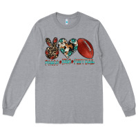 Heather Grey peace love football Long Sleeve Tee - CowhideDigitalArt