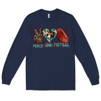 Navy peace love football Long Sleeve Tee - CowhideDigitalArt