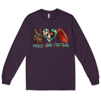 Plum peace love football Long Sleeve Tee - CowhideDigitalArt