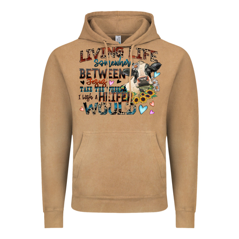 Living Life Somewhere Between Jesus Take The Wheel Vintage Hoodie by Zillion Design Studio | Teevron