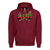 Burgundy christmas truck Zipper Hoodie - JahusDesignShop