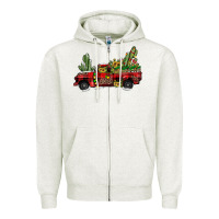 Oatmeal Heather christmas truck Zipper Hoodie - JahusDesignShop