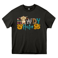 Asphalt Western Howdy Heifer With Simmental Cow Heavy Core Tee - LillyAllenDesigns