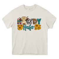 Cream Western Howdy Heifer With Simmental Cow Heavy Core Tee - LillyAllenDesigns