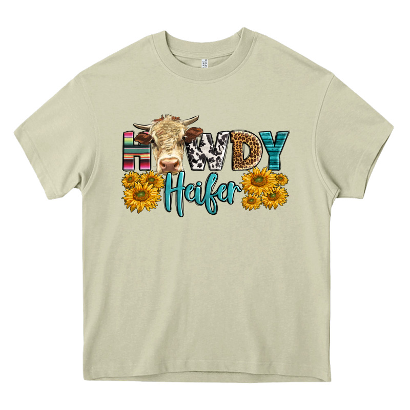 Western Howdy Heifer With Simmental Cow Heavy Core Tee by LillyAllenDesigns | Teevron