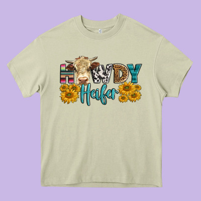 Western Howdy Heifer With Simmental Cow Heavy Core Tee Designed By Lillyallendesigns