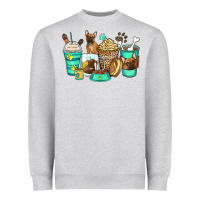 Heather Grey french bulldog coffee cups Heavyweight Sweatshirt - Zillion Design Studio