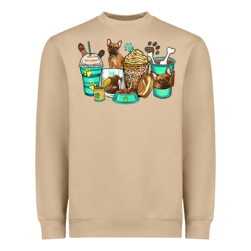 French Bulldog Coffee Cups Heavyweight Sweatshirt by Zillion Design Studio | Teevron