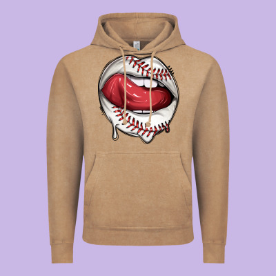 Sports Lips Baseball Vintage Hoodie Designed By Texasbilliewilder