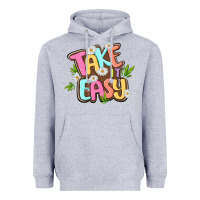 Heather Grey take it easy Heavyweight Hoodie - MaliasSmallBusiness