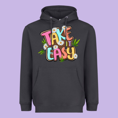 Take It Easy Heavyweight Hoodie Designed By Maliassmallbusiness