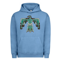 Pigment Pebble Blue Cowhide Aztec Thunderbird Urban Hoodie - Bettercallsaul