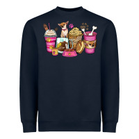 Navy Chihuahua coffee cups Heavyweight Sweatshirt - Zillion Design Studio