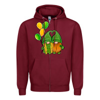 Burgundy St Patrick's Day Gnomes Zipper Hoodie - Jasminsmagicworld