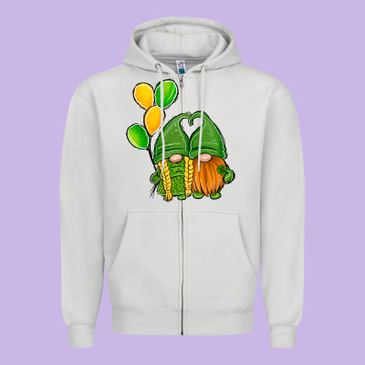 St Patrick's Day Gnomes Zipper Hoodie Designed By Jasminsmagicworld