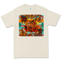 Bone galloping horse serape sunflowers turquoise and saddles Premium Tee - Artiststas