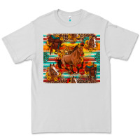 Dove Grey galloping horse serape sunflowers turquoise and saddles Premium Tee - Artiststas