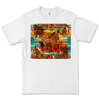 White galloping horse serape sunflowers turquoise and saddles Premium Tee - Artiststas