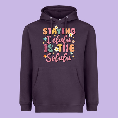 Staying Delulu Is The Solulu Heavyweight Hoodie Designed By Maliassmallbusiness