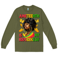 Army Green juneteenth is my independence day Long Sleeve Tee - HRA Design Shop