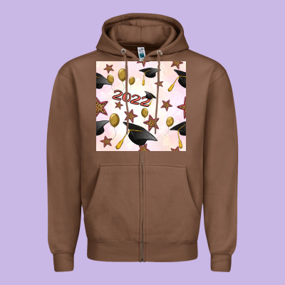 2022 To Graduation Seamless Pattern Zipper Hoodie Designed By Bundleandbundleshop