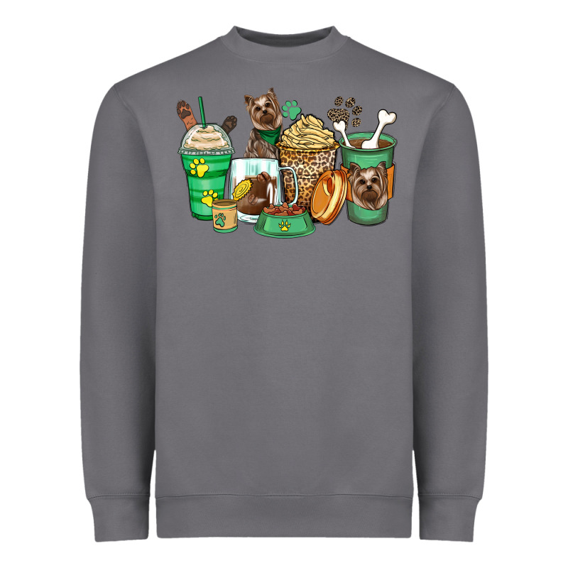 Yorkshire Terrier Coffee Cups Heavyweight Sweatshirt by Zillion Design Studio | Teevron