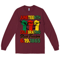Burgundy juneteenth celebrating black freedom Long Sleeve Tee - HRA Design Shop