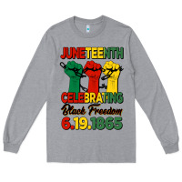 Heather Grey juneteenth celebrating black freedom Long Sleeve Tee - HRA Design Shop