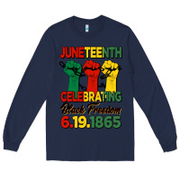 Navy juneteenth celebrating black freedom Long Sleeve Tee - HRA Design Shop