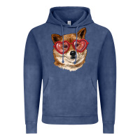 Vintage Denim shiba inu with love glasses Vintage Hoodie - RanaPortraitStore