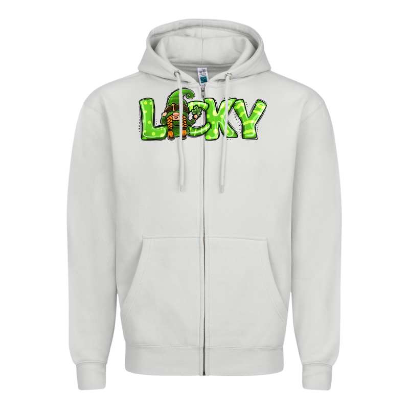 St Patricks Day Lucky Gnome Zipper Hoodie by Jasminsmagicworld | Teevron