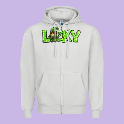 St Patricks Day Lucky Gnome Zipper Hoodie Designed By Jasminsmagicworld