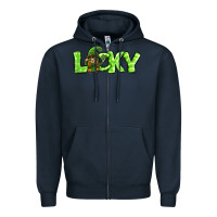 Navy St Patricks Day Lucky Gnome Zipper Hoodie - Jasminsmagicworld