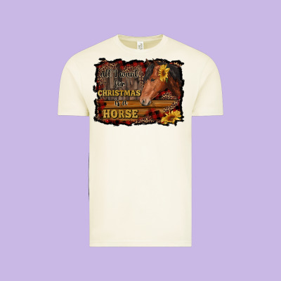 All I Want For Christmas Is A Horse Brown Horse Vintage Tee Designed By Ranaportraitstore