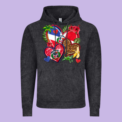 Dominican Republic  Hearts Vintage Hoodie Designed By Texasbilliewilder