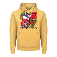 Vintage Mustard dominican republic  hearts Vintage Hoodie - texasbilliewilder