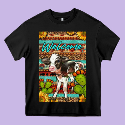 Welcome Cute Baby Calf Heavy Core Tee Designed By Lillyallendesigns