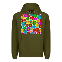 Army Green Pride lgbtq flowers and hearts seamless pattern Premium Hoodie - BundleAndBundleShop