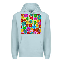 Blue Mist Pride lgbtq flowers and hearts seamless pattern Premium Hoodie - BundleAndBundleShop