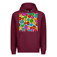 Burgundy Pride lgbtq flowers and hearts seamless pattern Premium Hoodie - BundleAndBundleShop