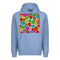 Colony Blue Pride lgbtq flowers and hearts seamless pattern Premium Hoodie - BundleAndBundleShop