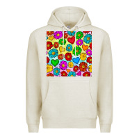 Oatmeal Heather Pride lgbtq flowers and hearts seamless pattern Premium Hoodie - BundleAndBundleShop