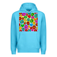 Ocean Blue Pride lgbtq flowers and hearts seamless pattern Premium Hoodie - BundleAndBundleShop