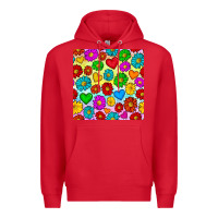 Red Pride lgbtq flowers and hearts seamless pattern Premium Hoodie - BundleAndBundleShop