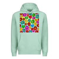 Seafoam Pride lgbtq flowers and hearts seamless pattern Premium Hoodie - BundleAndBundleShop